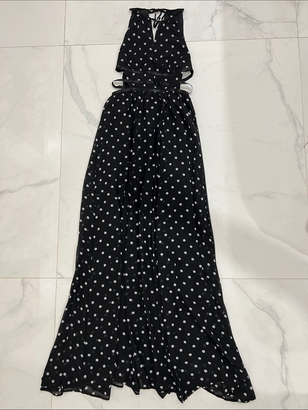 Fashion Nova Black Polka Dot Maxi Dress
